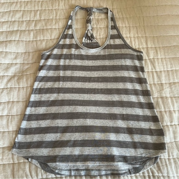 Balance Collection Grey Striped Racerback Linen Blend Tank Top Size Small - Picture 5 of 12